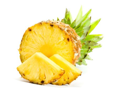 Fresh Slice Pineapple On White Background