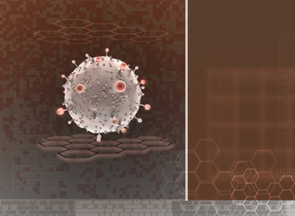 Digital illustration of influenza virus in brown background