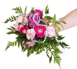 Woman keep bouquet