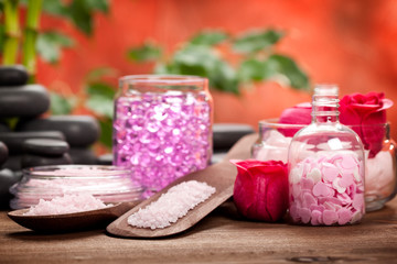 Spa supplies - aromatherapy pink minerals and stones
