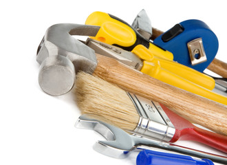 set of tools and instruments isolated on white