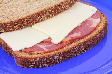 Hot capicola and cheese wheat sandwich