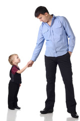 Handshake of man and boy