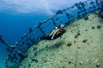 Diver over a wreck