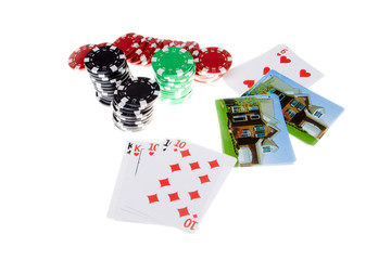 Bet the House Pile Poker Chips House Playing Cards