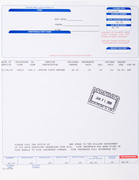 US Medical Bill Stamped Received Date Health Care