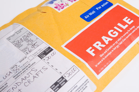 Fragile Canadian Airmail Mailer Package Customs