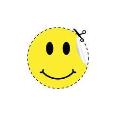 vector scissors cutting smile sticker