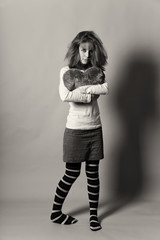 Sad girl with heart.
