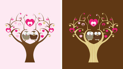 owls in a love tree