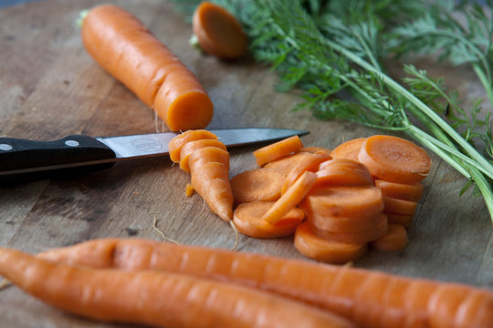 Carrots on a chopping board