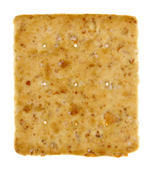 A square whole wheat cracker isolated on white..