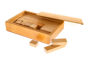 Wooden box with blocs