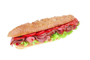 baguette with smoked sausage