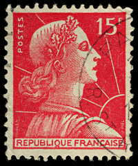 French Used Postage Stamp, circa 1955