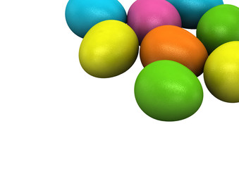 3d Colored Easter Eggs  on white background