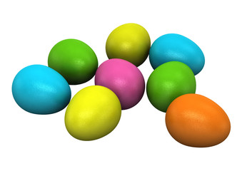 3d Colored Easter Eggs  on white background