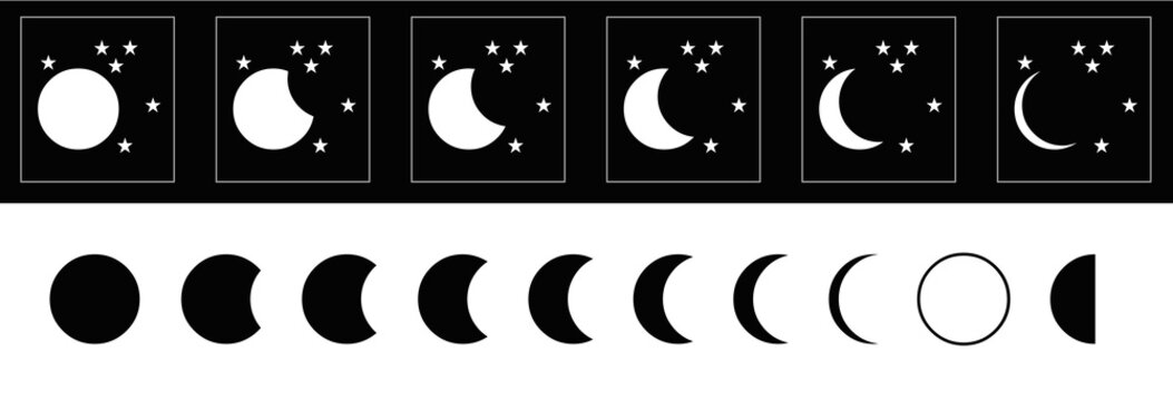 Symboles m&eacute;t&eacute;o, phases de la lune