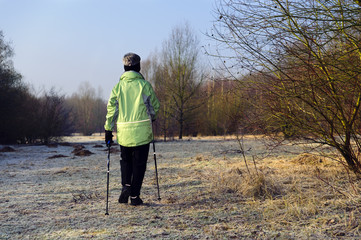 Nordic Walking an einem Wintertag
