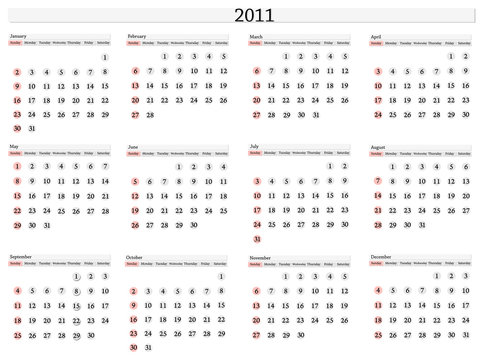 2011 calendar template