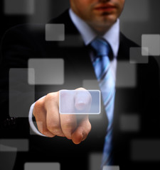 man with interface in futuristic interior