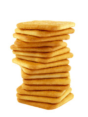 Tasty crackers with salt isolated on a white background