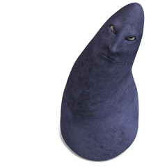 cartoon rock with a funny face. 3D rendering with clipping path