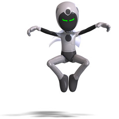 funny and cute cartoon hero with cape. 3D rendering with