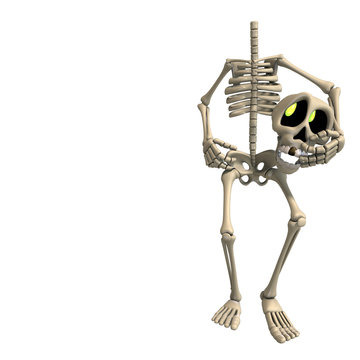 very funny cartoon skeleton. 3D rendering with clipping path
