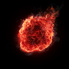 fire ball isolated on black background