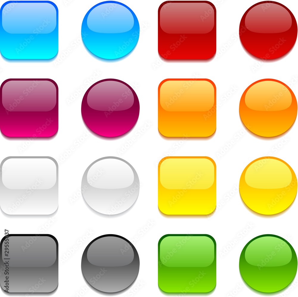 Aufkleber vector color buttons on white.