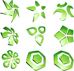 Obraz premium Green vibrant logo set.