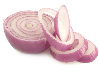 cut red onion isolated on the white background