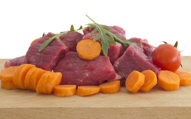 fresh meat cut into cubes