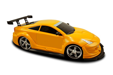 Obraz na płótnie Canvas yellow fast sports car over a white background
