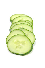 Sliced Cucumber Isolated on White Background