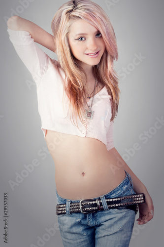 Glamorous Young Sexy Girl On Grey Background Glamorous Young Sexy Girl On Grey Background