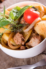 grilled meat with potatoes