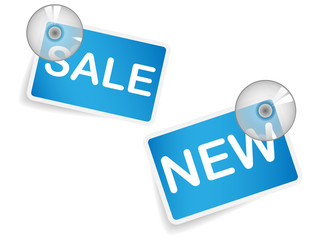 Sales tag with sucking disk - blue
