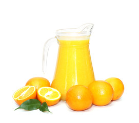 Home made orange juice isolated on white