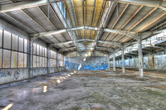 HDR background of abandoned building