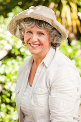 Pretty senior woman looking at the camera