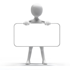 3d man holding a blank card