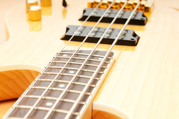 Musical concept with wooden guitar