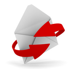 E-mail concept on white background. Isolated 3D image