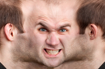 Obraz premium Panoramic face of angry man