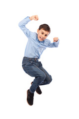 Happy kid jumping for joy