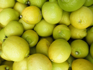 Almost ripe Lemons for sale at market