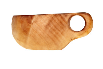 Traditional finnish birch cup over white background.