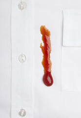 ketchap stain white shirt accident